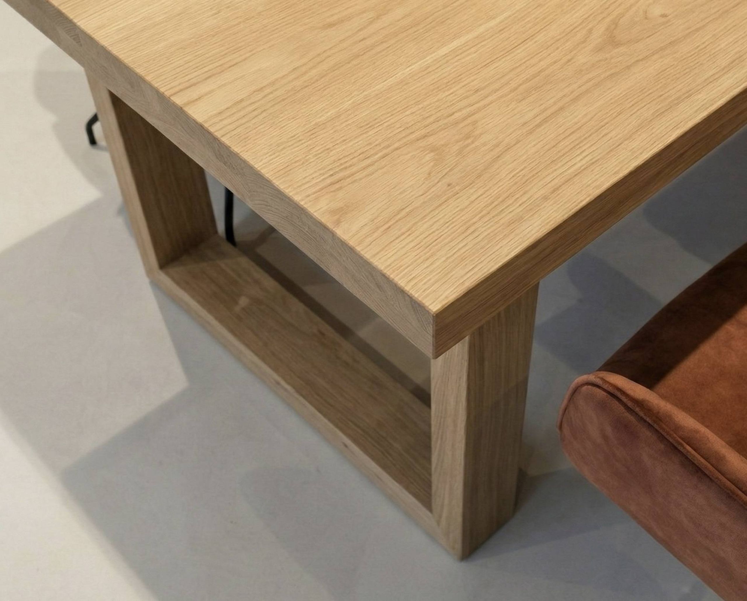 Rechthoekig tafelblad met geborstelde nerf