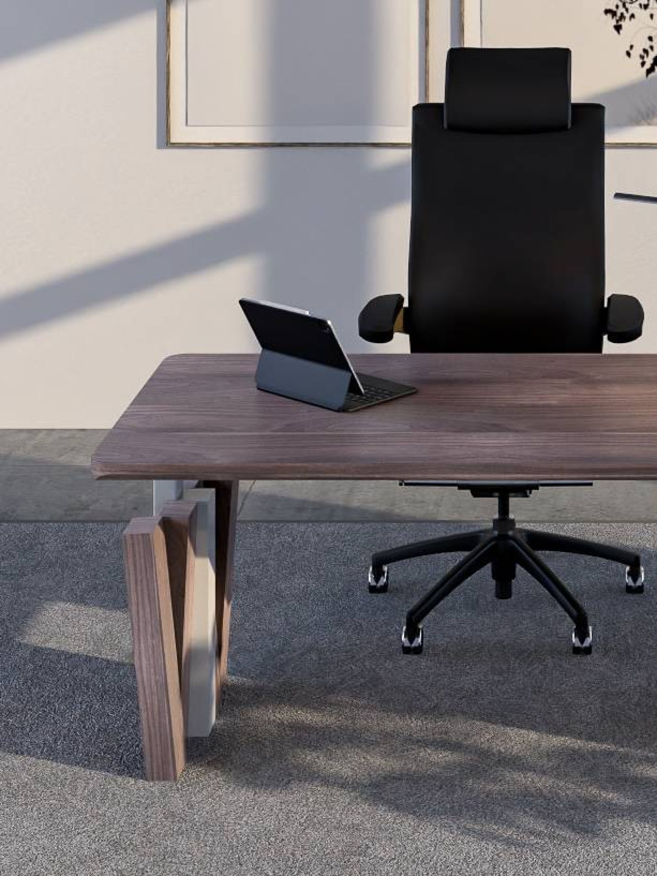 Tafel met verjongde randafwerking en ronde hoeken