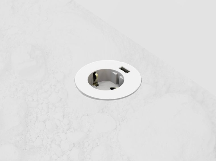 Powerdot met enkele USB oplader wit - 60mm