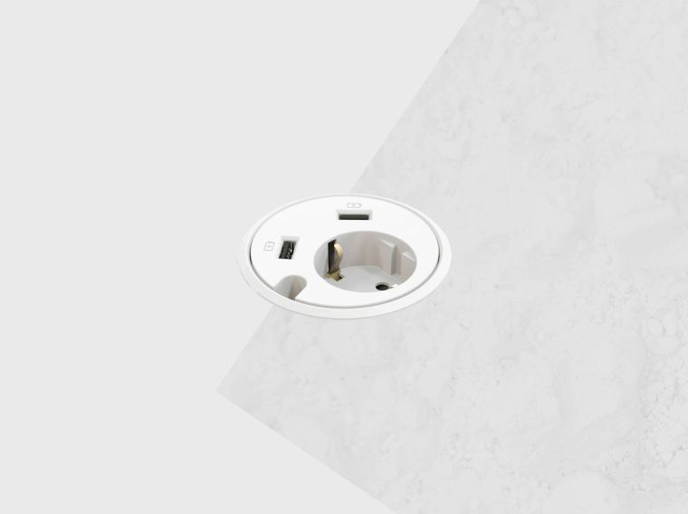 Powerdot met dubbele USB oplader wit - 79mm