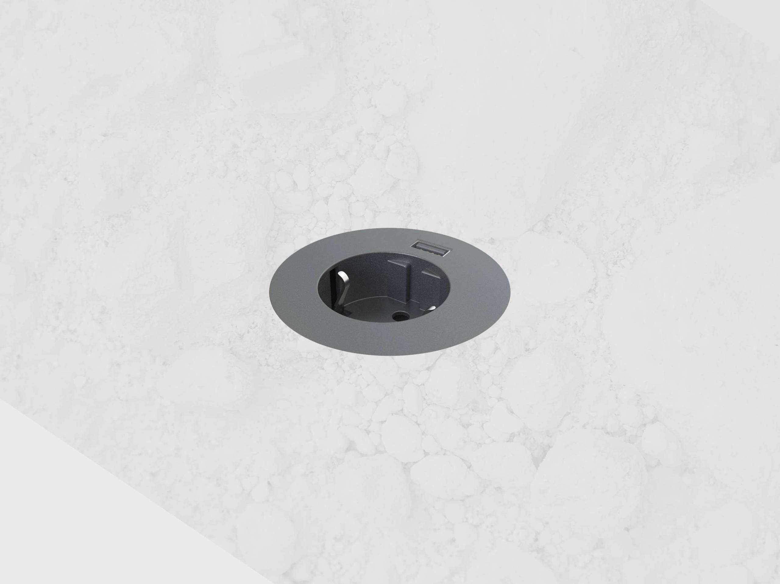 Powerdot met enkele USB oplader zwart - 60mm