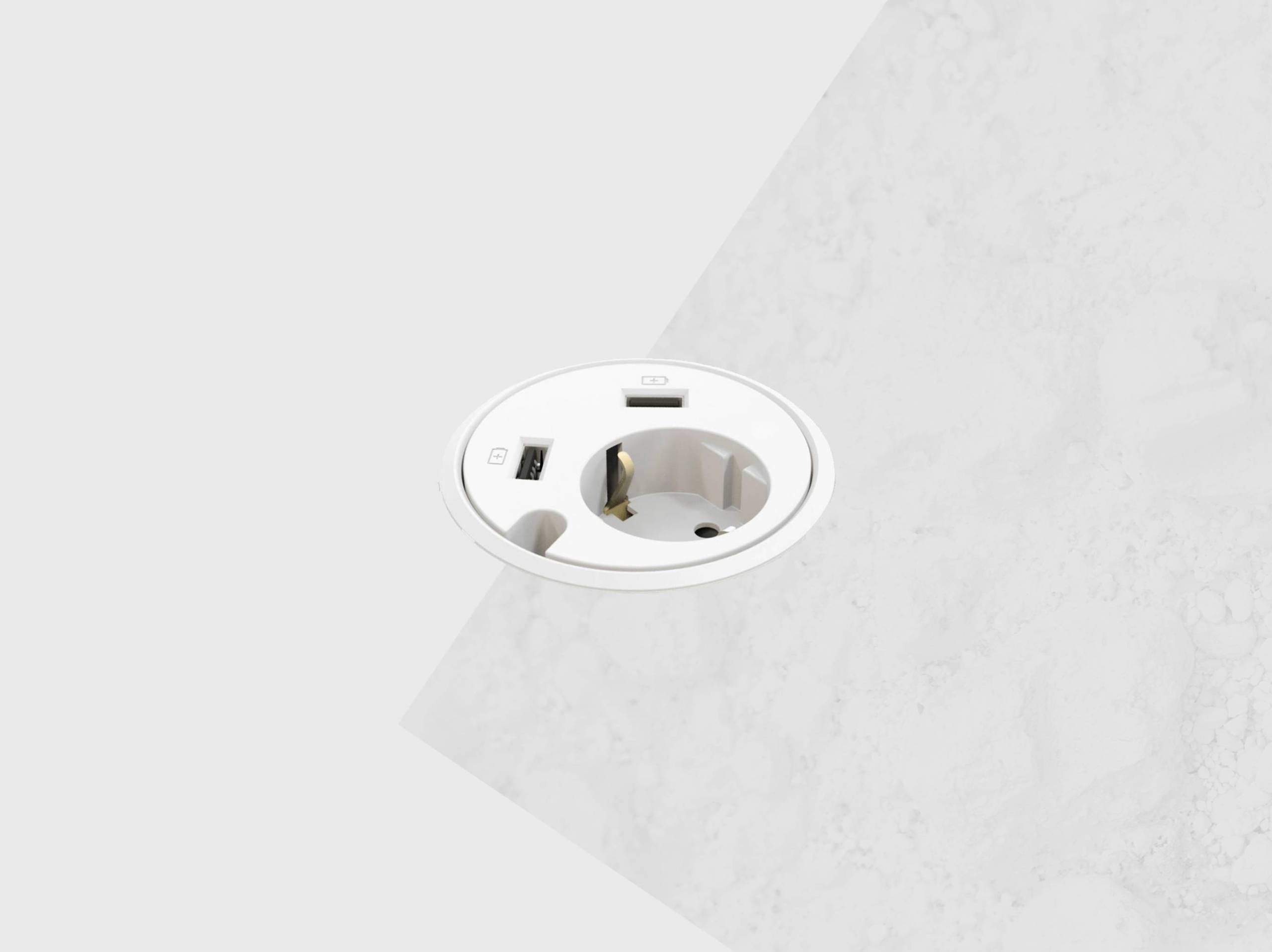 Powerdot met dubbele USB oplader wit - 79mm