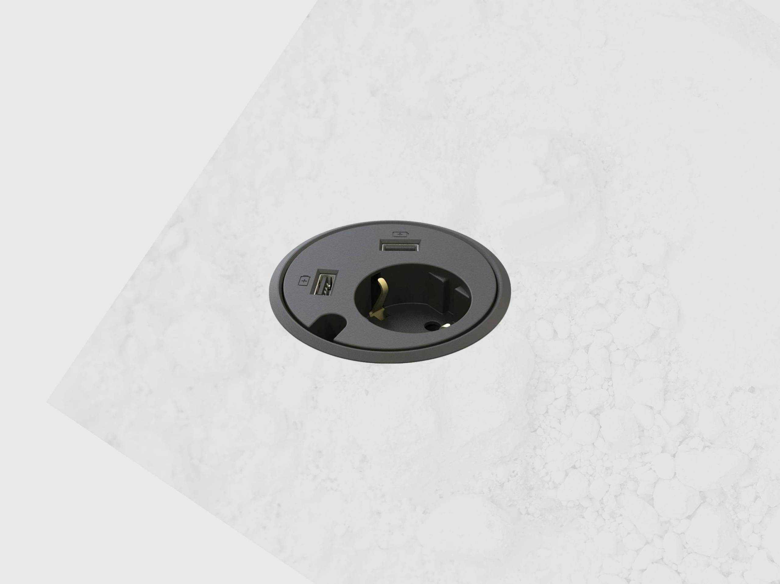 Powerdot met dubbele USB oplader zwart - 60mm