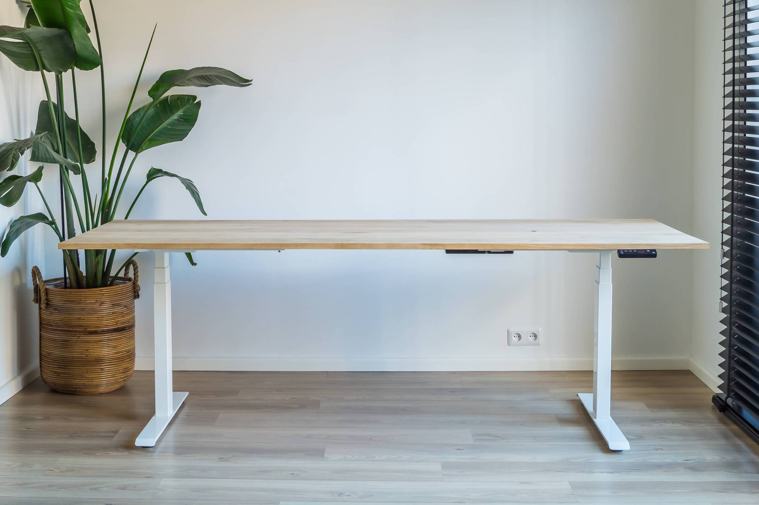 Zit sta bureau blank eiken en wit onderstel