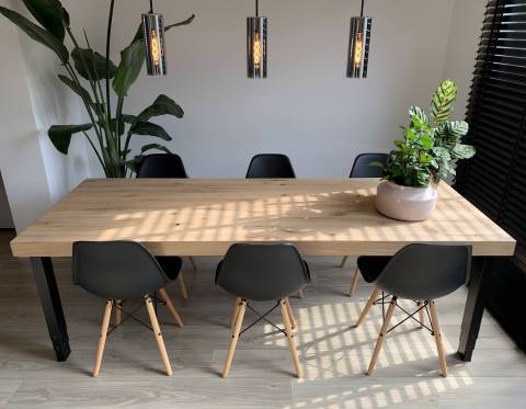 Zit sta bureau Elite blank eiken zwarte poten