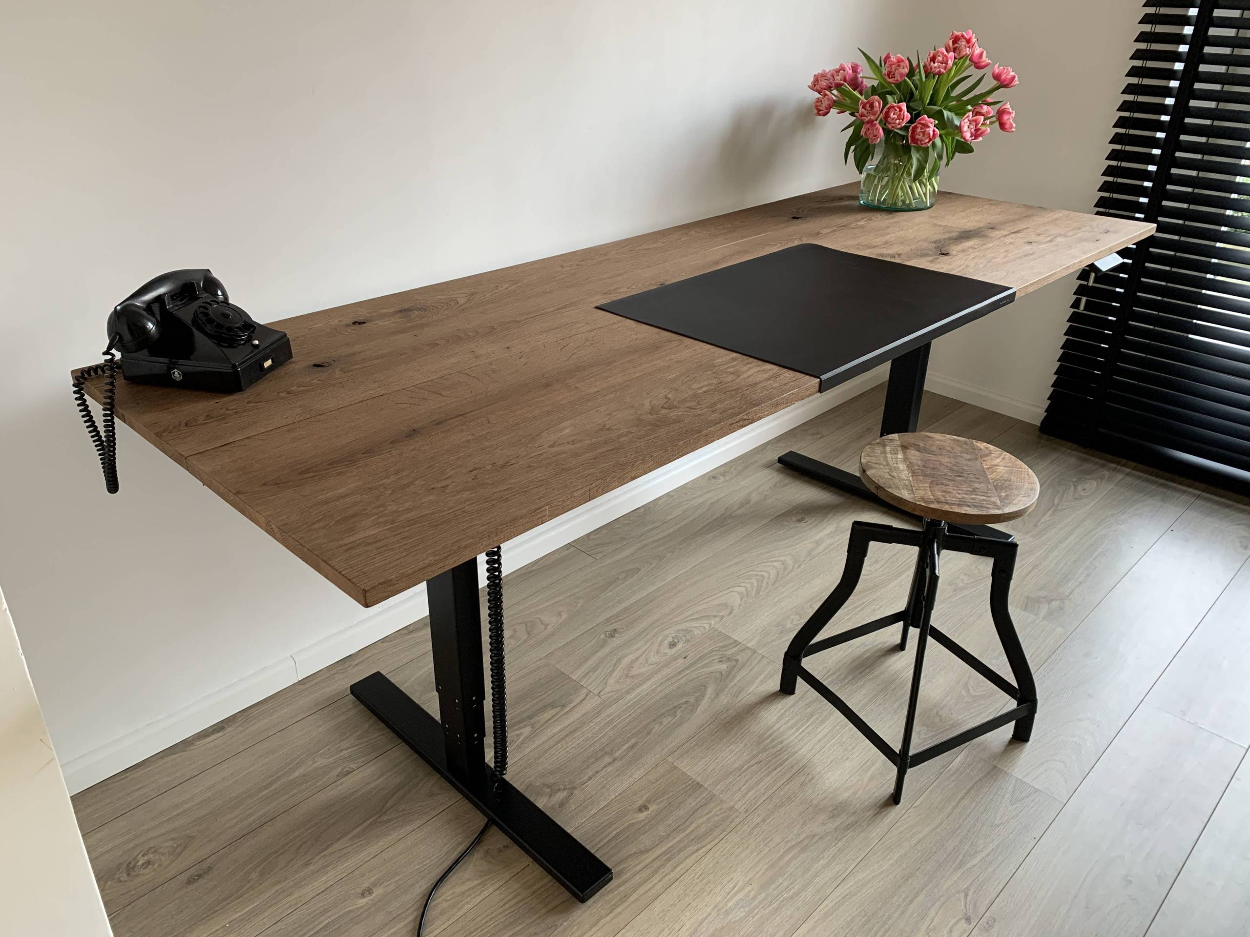 Zit-sta bureau donker eiken