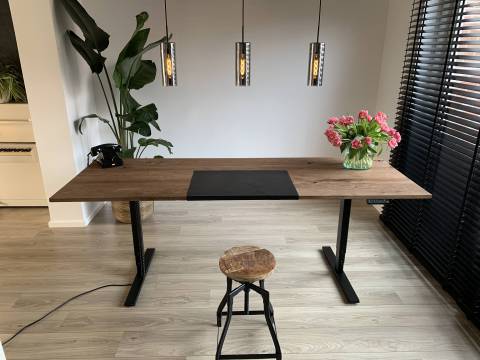 Zit-sta bureau donker eiken